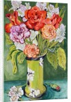 Carnations and Alstroemeria in an Art Nouveau Vase, 2011 by Joan Thewsey