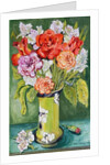 Carnations and Alstroemeria in an Art Nouveau Vase, 2011 by Joan Thewsey