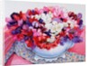 Sweet Peas in a Victorian Pot with Textiles, 2012 by Joan Thewsey