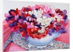 Sweet Peas in a Victorian Pot with Textiles, 2012 by Joan Thewsey