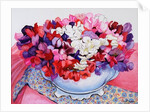 Sweet Peas in a Victorian Pot with Textiles, 2012 by Joan Thewsey