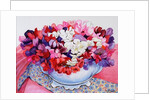 Sweet Peas in a Victorian Pot with Textiles, 2012 by Joan Thewsey