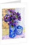 Anemones in a Blue and White Vase with Pot and Textiles, 2012 by Joan Thewsey