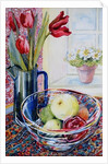 Tulips in a Jug,with a Glass Bowl, 2003 by Joan Thewsey