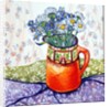 Daisies and Forget-Me-Nots Orange Jug and Patterned Fabric, 2015 by Joan Thewsey
