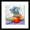 Daisies and Forget-Me-Nots Orange Jug and Patterned Fabric, 2015 by Joan Thewsey