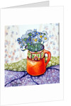 Daisies and Forget-Me-Nots Orange Jug and Patterned Fabric, 2015 by Joan Thewsey