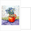 Daisies and Forget-Me-Nots Orange Jug and Patterned Fabric, 2015 by Joan Thewsey