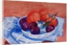 Plums and Mandarins in a dish, 2013 by Joan Thewsey