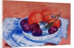 Plums and Mandarins in a dish, 2013 by Joan Thewsey