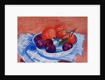 Plums and Mandarins in a dish, 2013 by Joan Thewsey