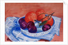 Plums and Mandarins in a dish, 2013 by Joan Thewsey