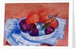 Plums and Mandarins in a dish, 2013 by Joan Thewsey