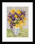 Iris and Daffodils with Patterned Textiles, 2008 by Joan Thewsey