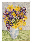 Iris and Daffodils with Patterned Textiles, 2008 by Joan Thewsey