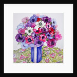 Anemones in a Striped Pot, 2015 by Joan Thewsey