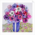 Anemones in a Striped Pot, 2015 by Joan Thewsey