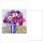 Anemones in a Striped Pot, 2015 by Joan Thewsey