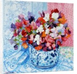 Sweet Peas in a Blue and White Pot, 2010 by Joan Thewsey