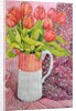 Tulips in a Pink and White Jug, 2005 by Joan Thewsey