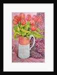 Tulips in a Pink and White Jug, 2005 by Joan Thewsey