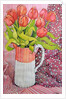 Tulips in a Pink and White Jug, 2005 by Joan Thewsey