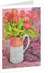 Tulips in a Pink and White Jug, 2005 by Joan Thewsey