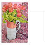 Tulips in a Pink and White Jug, 2005 by Joan Thewsey