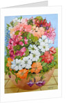 Petunias, Geraniums and Fuchsias in a Terrace Pot, 2005 by Joan Thewsey