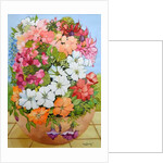 Petunias, Geraniums and Fuchsias in a Terrace Pot, 2005 by Joan Thewsey