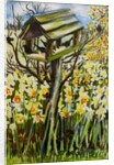 Daffodils, and Birds in the Birdhouse, 2000 by Joan Thewsey