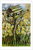 Daffodils, and Birds in the Birdhouse, 2000 by Joan Thewsey