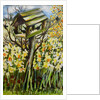 Daffodils, and Birds in the Birdhouse, 2000 by Joan Thewsey