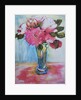 Pink Roses in a Blue Glass, 2000 by Joan Thewsey