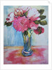 Pink Roses in a Blue Glass, 2000 by Joan Thewsey