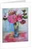Pink Roses in a Blue Glass, 2000 by Joan Thewsey