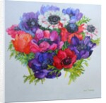 Anemones: red, white, pink and purple, 2000 by Joan Thewsey