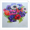Anemones: red, white, pink and purple, 2000 by Joan Thewsey