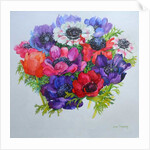 Anemones: red, white, pink and purple, 2000 by Joan Thewsey