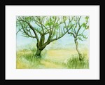 Early Spring Landscape with two trees, 2009 by Joan Thewsey
