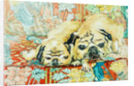 Pugs on a Chinese Print Sofa, 2000 by Joan Thewsey