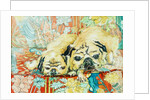 Pugs on a Chinese Print Sofa, 2000 by Joan Thewsey