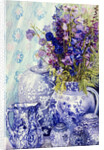 Delphiniums with Antique Blue Pots, 2000 by Joan Thewsey