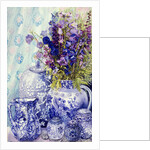 Delphiniums with Antique Blue Pots, 2000 by Joan Thewsey