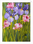 Roses and Irises in the Garden, 2003 by Joan Thewsey