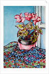 Cyclamen with Patterned Fabrics, 1999 by Joan Thewsey