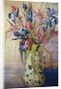 Iris, Tulips and Pink Spider Lilies in a Japanese Jug by Joan Thewsey