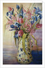 Iris, Tulips and Pink Spider Lilies in a Japanese Jug by Joan Thewsey