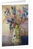 Iris, Tulips and Pink Spider Lilies in a Japanese Jug by Joan Thewsey
