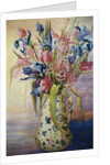 Iris, Tulips and Pink Spider Lilies in a Japanese Jug by Joan Thewsey